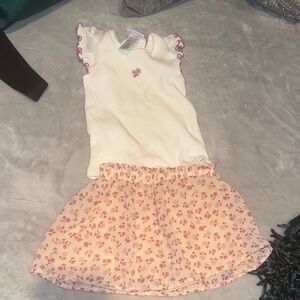 White and Pink Floral Little Lass Outfit